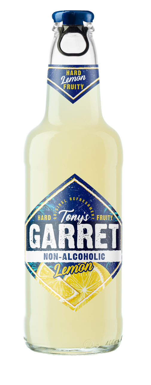 Изображение товара Напиток пивной Tony's Garret Hard с лимоном безалкогольный, 0.4л