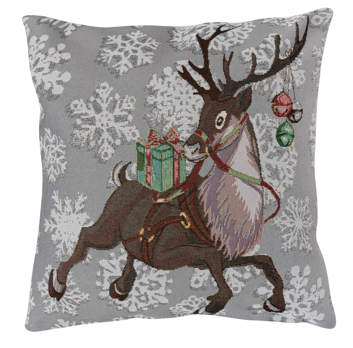 Подушка декоративная Олень Санты гобеленовая двусторонняя, 36 x 36см
