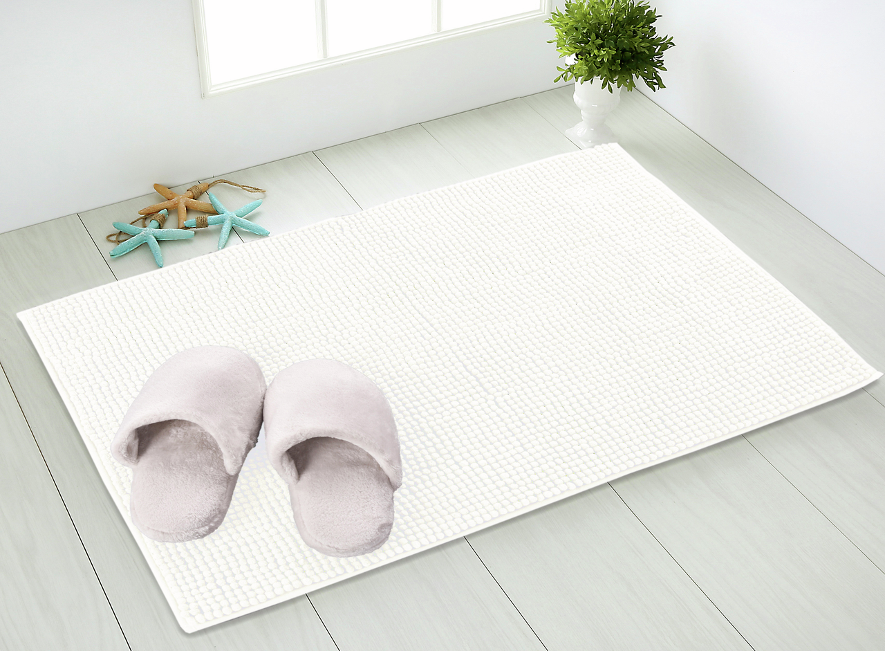 Tarrington House Коврик для ванной белый из шенилла, 55 x 75см