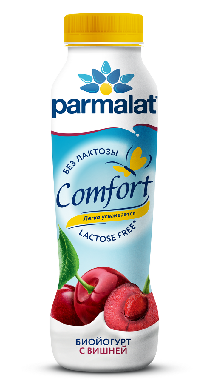 Йогурт питьевой Parmalat с вишней безлактозный 1.5%, 290г