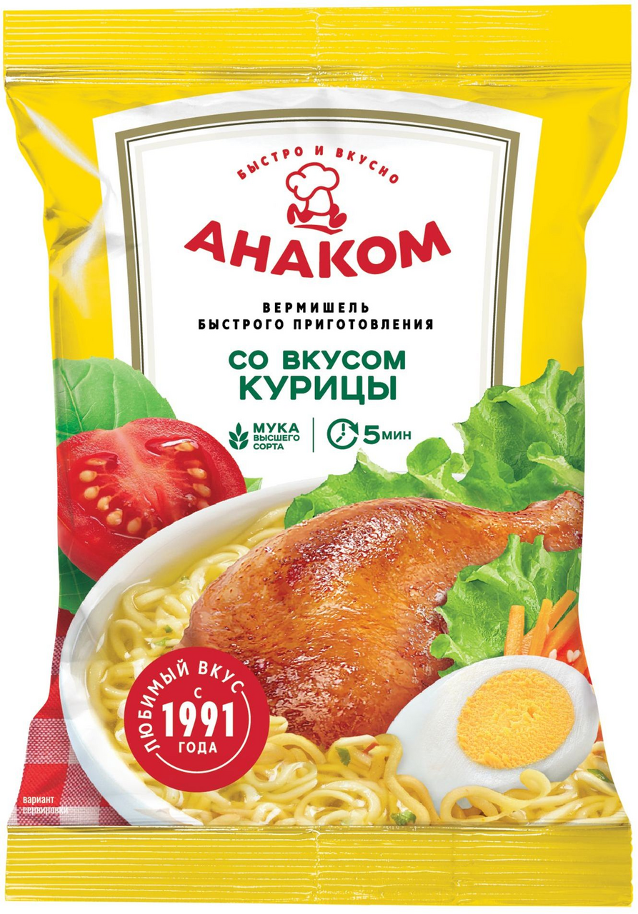 Вермишель быстрого приготовления Анаком с курицей, 60г