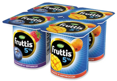 Йогуртный продукт Fruttis С малиной и черникой/с манго и абрикосом 5%, 115г