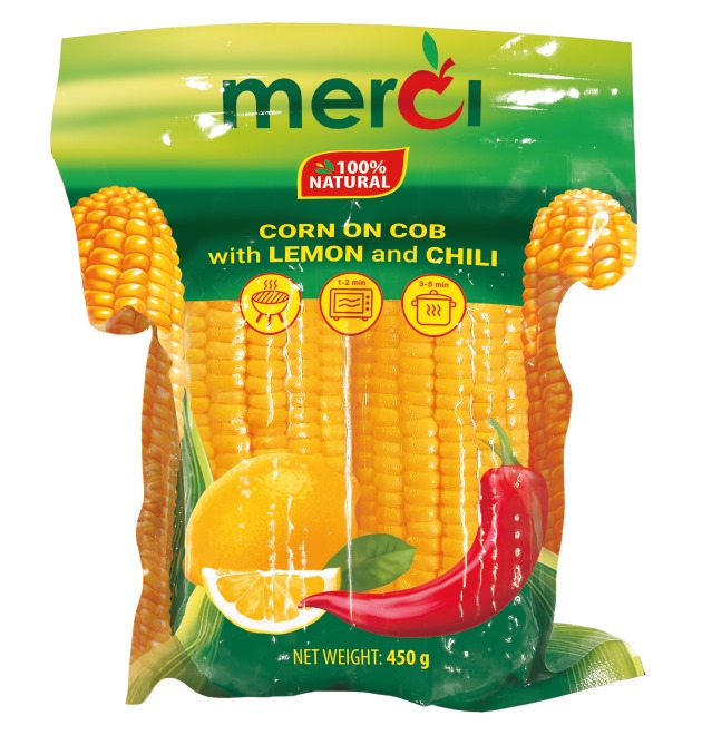 Кукуруза вареная целая с перцем чили и лимоном, 450г