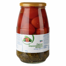 aro Ассорти овощное маринованное Томаты и огурцы, 1.5л