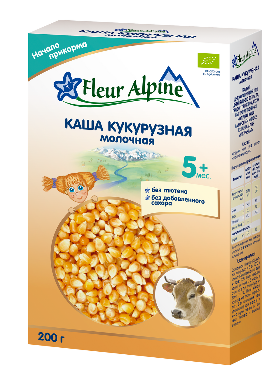 Изображение товара Детская молочная каша Fleur Alpine Кукурузная с 5 месяцев, 200 г