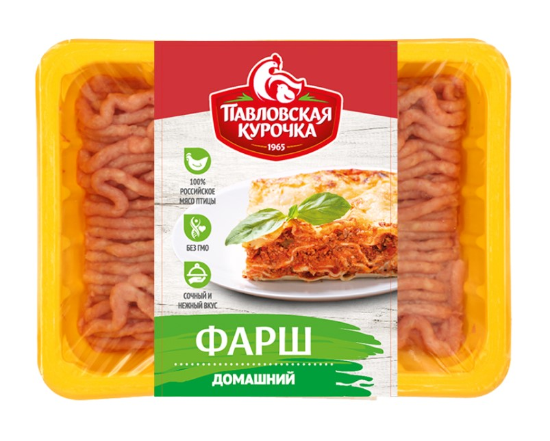 Фарш Павловская курочка Домашний из мяса птицы охлажденный, 400г