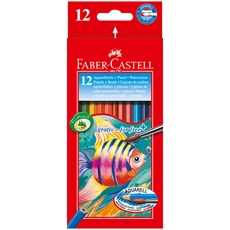 Карандаши цветные акварельные Faber-Castell Colour pencils с кисточкой, 12 цветов