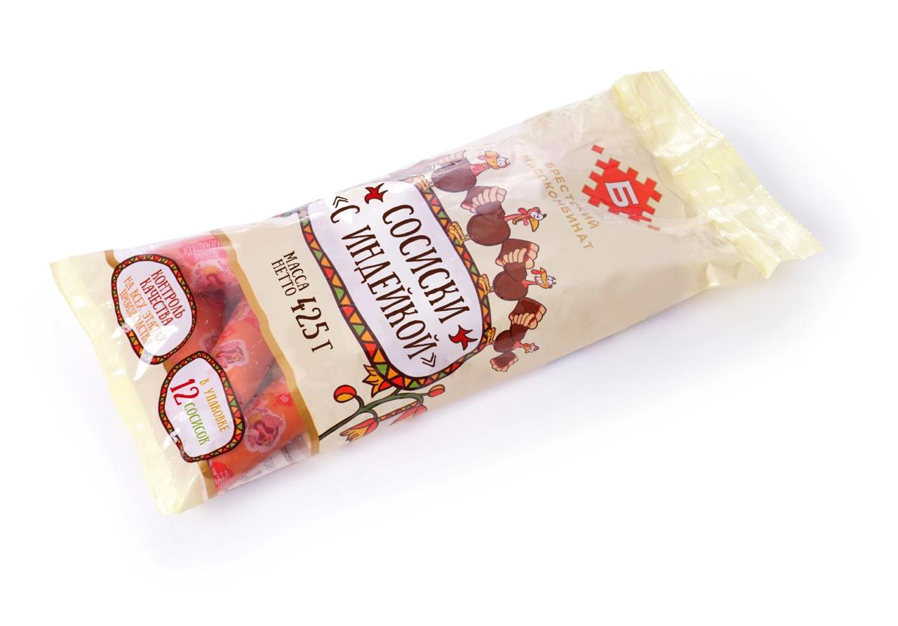 Сосиски Брестский мясокомбинат с индейкой, 425г