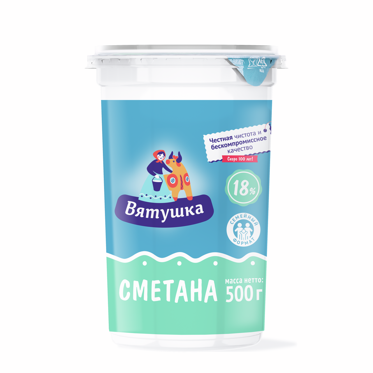 Сметана Вятушка 18%, 500г