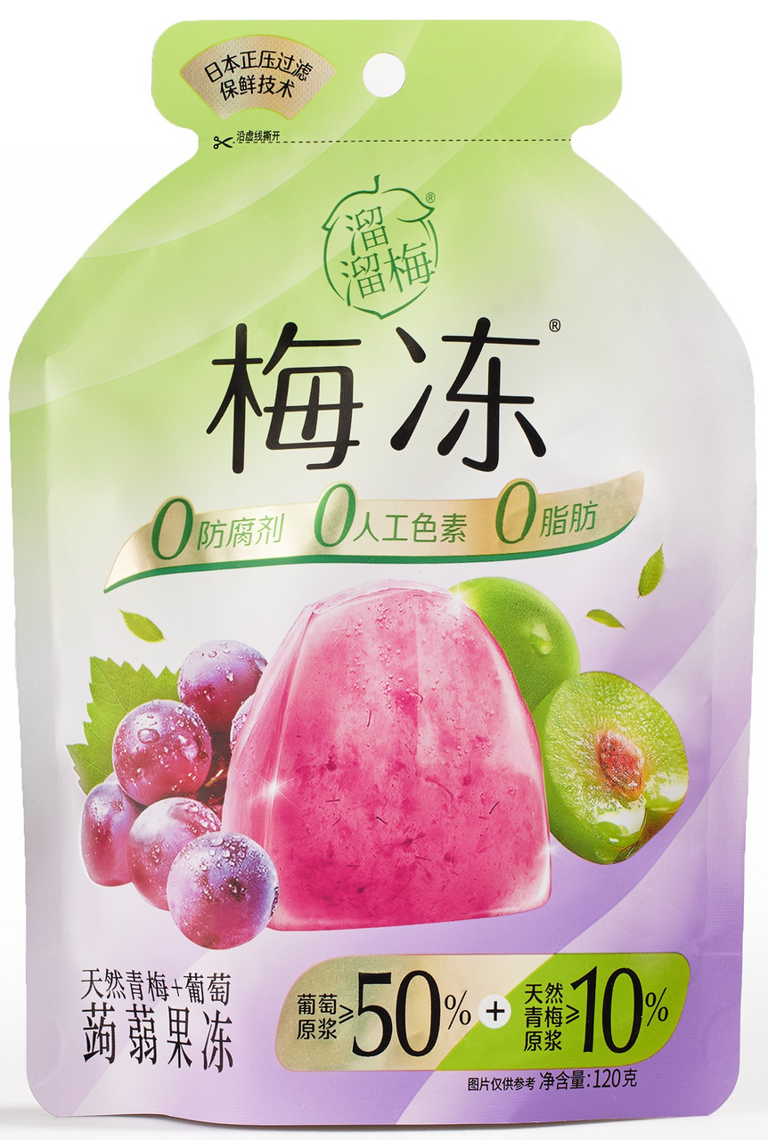 Фруктовое желе Liuliumei конжаковое со сливой и виноградом, 120г