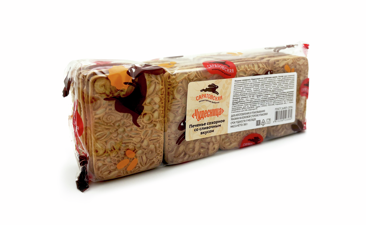 Печенье сахарное КФ Саратовская Чудесница со сливочным вкусом, 360г