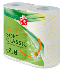 Fine Life Бумага туалетная Soft Classic ромашка белая двуслойная 4 рулона
