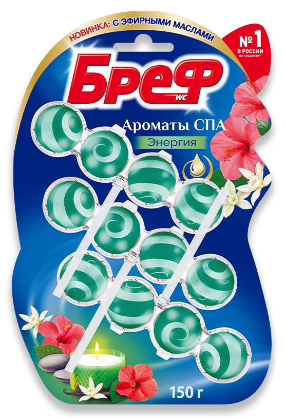 Изображение товара Блок для унитаза Бреф Ароматы Спа Энергия 3 шт, свежесть, 150 г