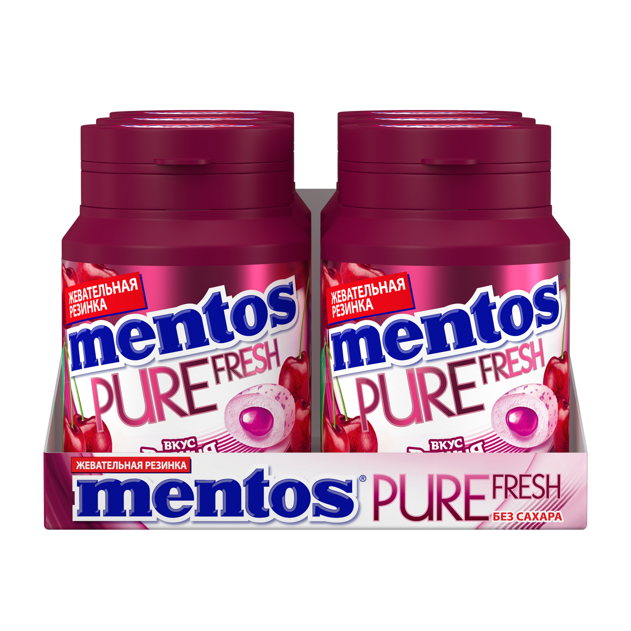 Изображение товара Ментовая жевательная резинка Mentos вишня без сахара 54 г, 6 шт