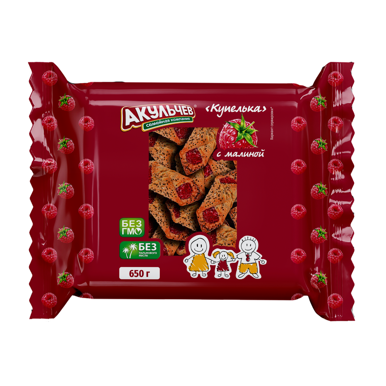 Печенье сдобное Акульчев Купелька с малиной, 650г