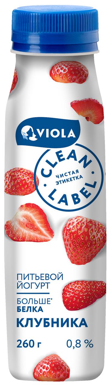 Йогурт питьевой Viola с клубникой 0.8%, 260г