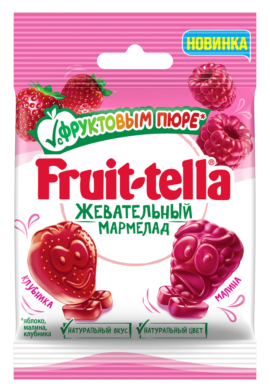 Мармелад жевательный Fruittella с пюре клубники и малины, 36г