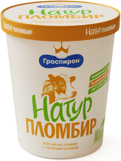 Мороженое пломбир Гроспирон Натурпломбир с топленым молоком 12%, 410г
