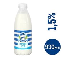Молоко Простоквашино пастеризованное 1.5%, 930мл