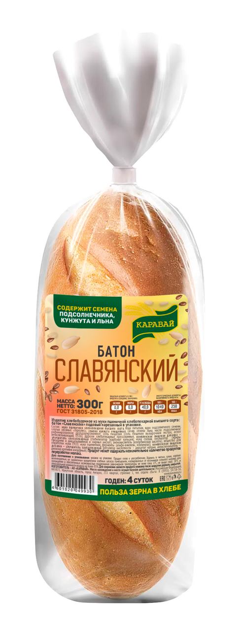 Батон Каравай Славянский нарезка, 300г