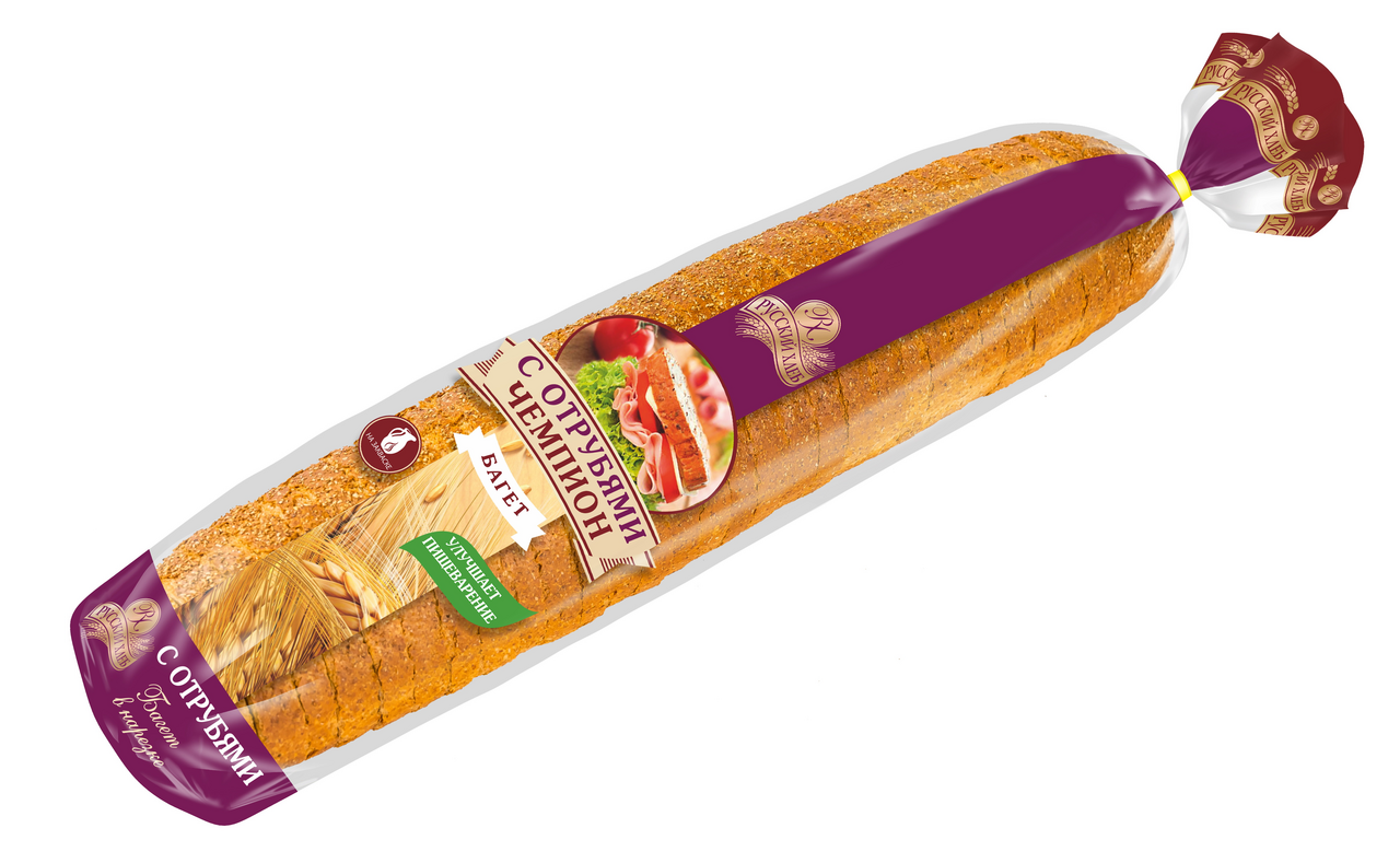 Багет Русский хлеб Чемпион с отрубями нарезка, 250г