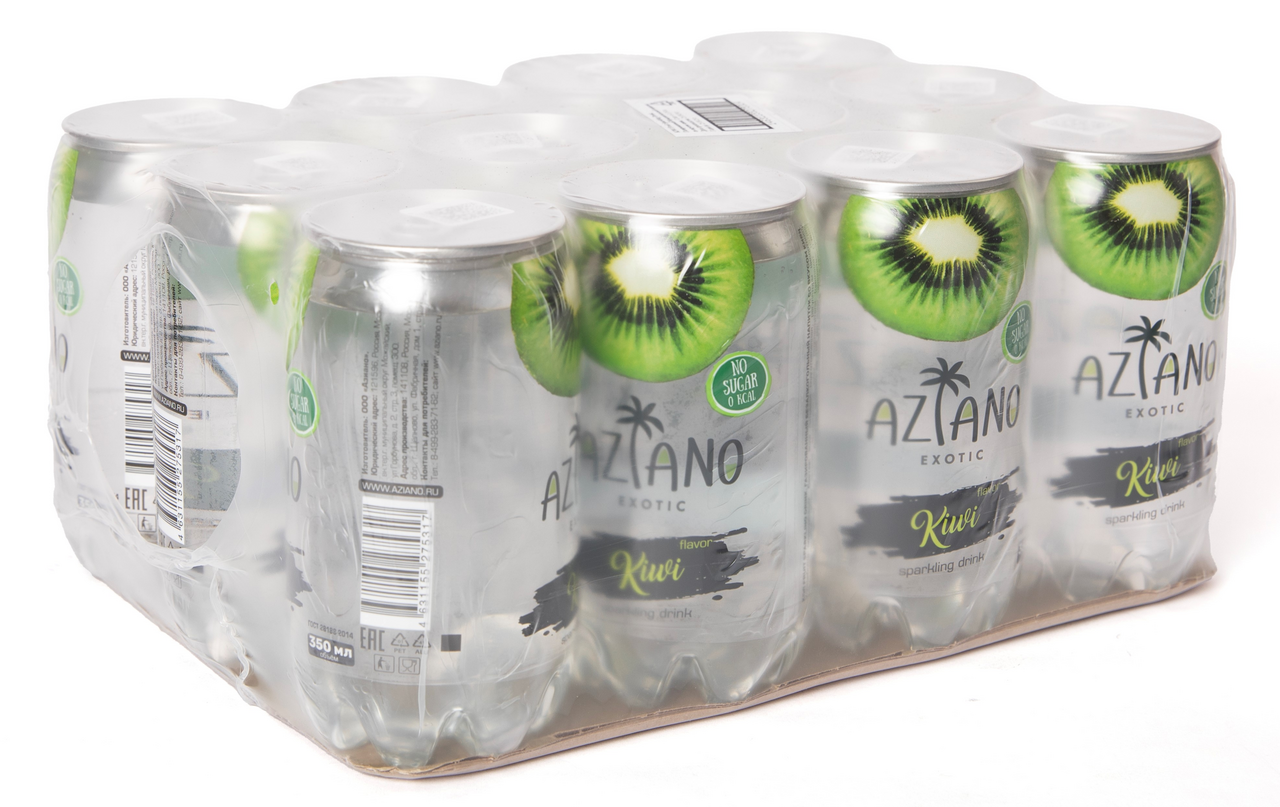Напиток Aziano с киви газированный, 350мл x 12 шт