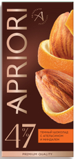 Шоколад Априори темный с апельсином и миндалем 47%, 85г