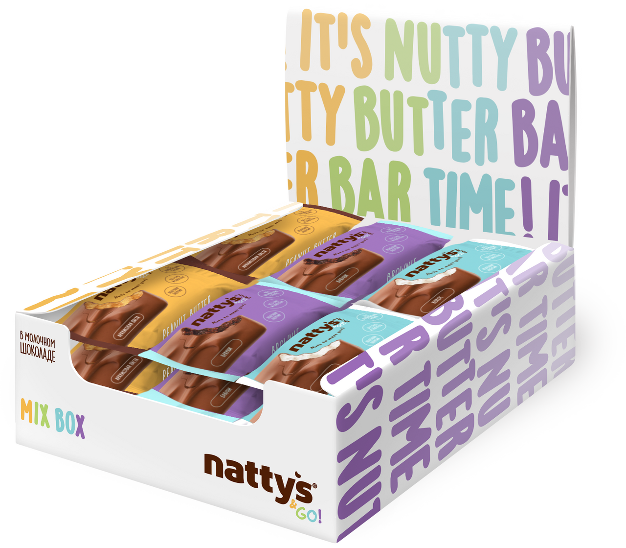 Изображение товара Батончик протеиновый Nattys&Go Mini Mix Арахис-брауни-кокос без сахара без глютена, 20г