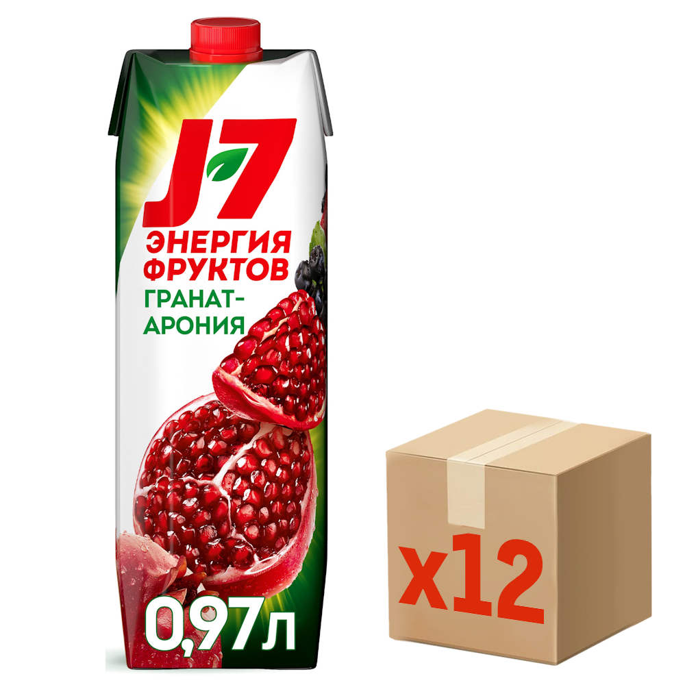 J7 Нектар J7 Энергия Фруктов гранат и арония, 970мл х 12 шт