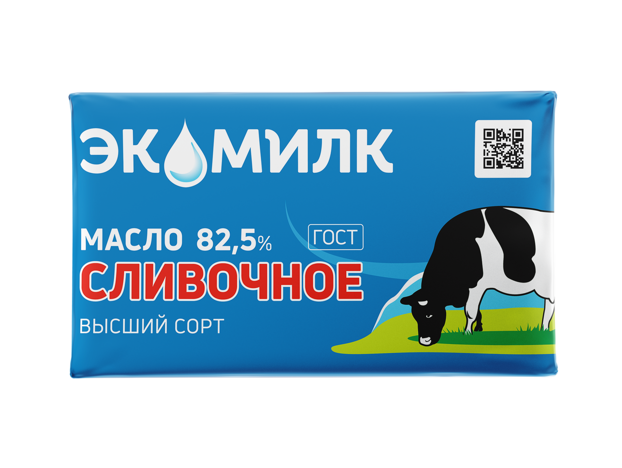 Масло сладко-сливочное Экомилк Традиционное несоленое ГОСТ 82.5%, 330г