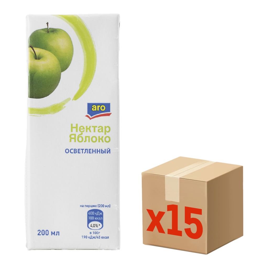 aro Нектар яблочный, 200мл x 15 шт