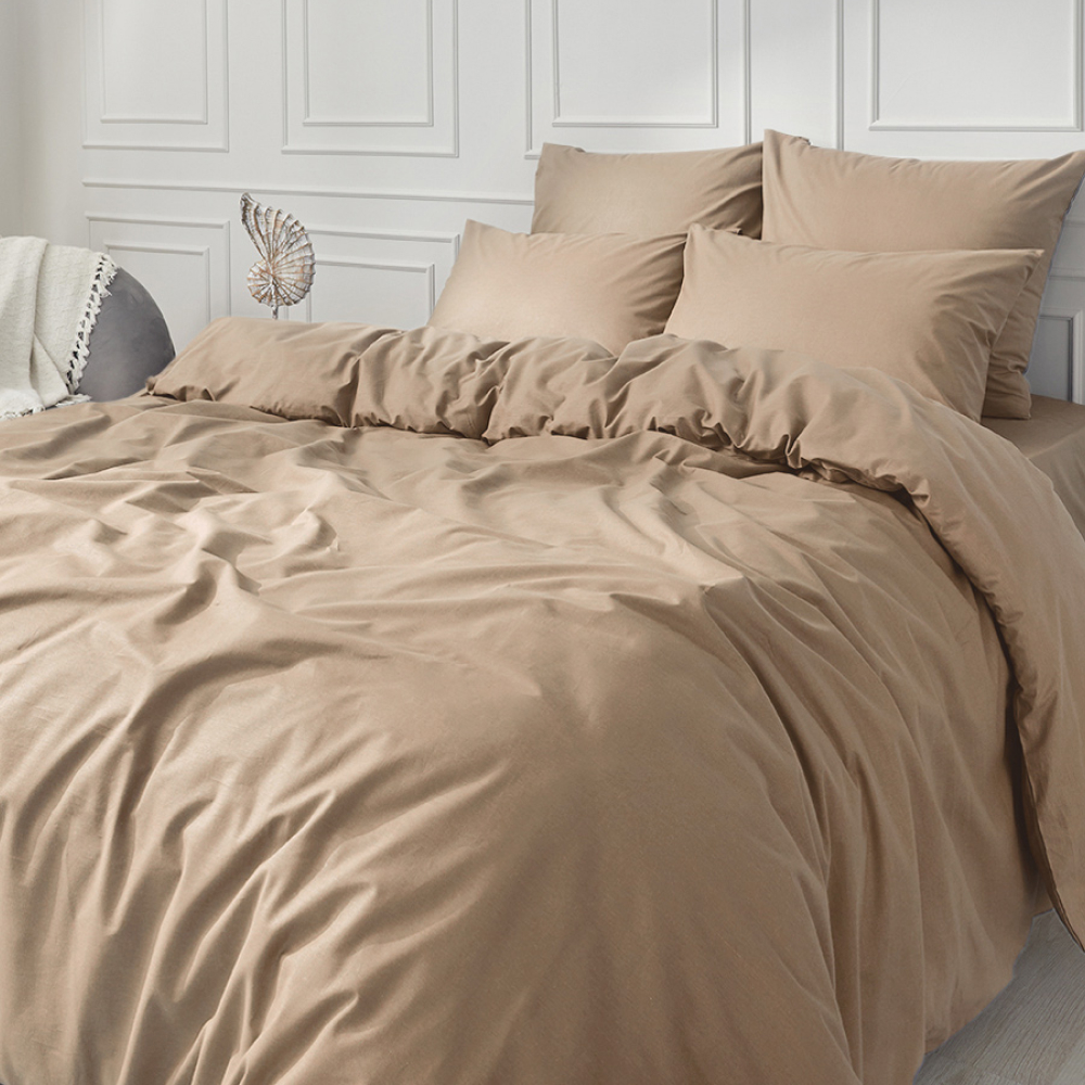 Комплект постельного белья Guten Morgen сатин цвета капучино евро