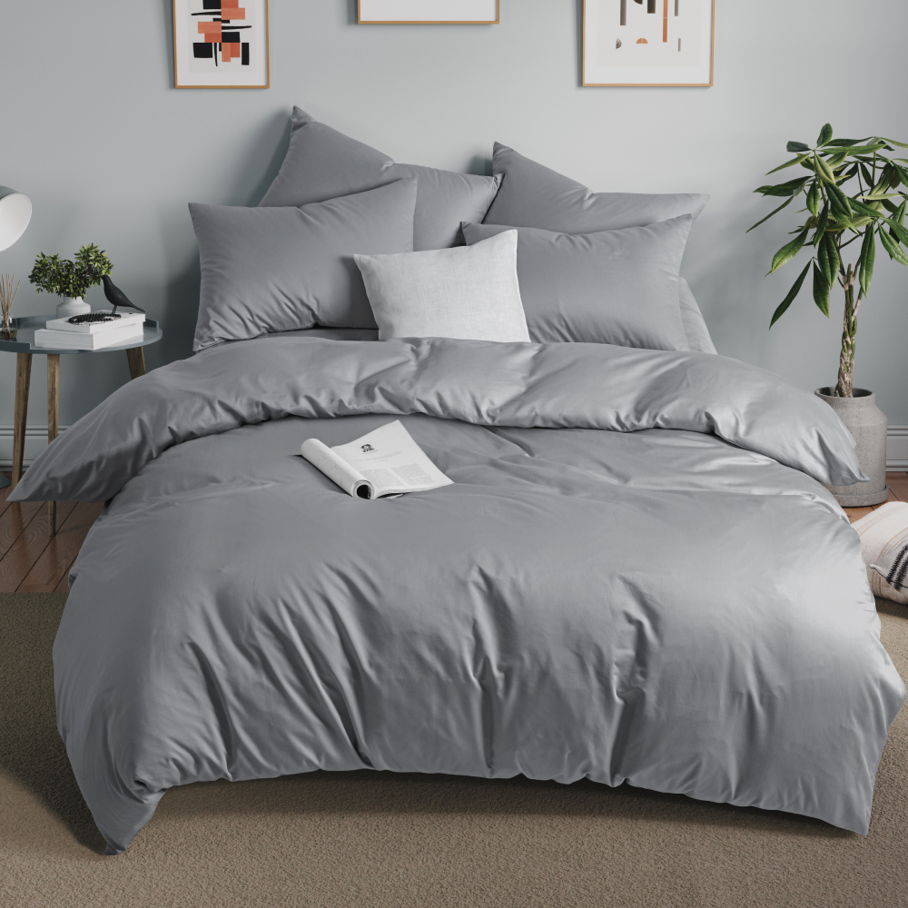 Комплект постельного белья Guten Morgen Lilac Grey из поплина двуспальное