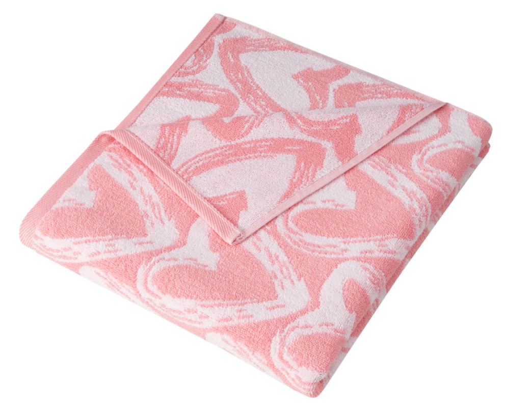 Полотенце махровое Guten Morgen Фолин ин лав розовое, 70 x 130см