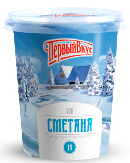 Сметана Первый вкус 15%, 500г