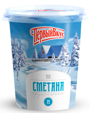 Сметана Первый вкус 15%, 500г