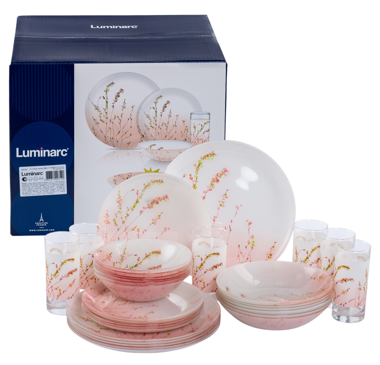 Изображение товара Набор столовый Luminarc Simple Trompette Rose 30 предметов