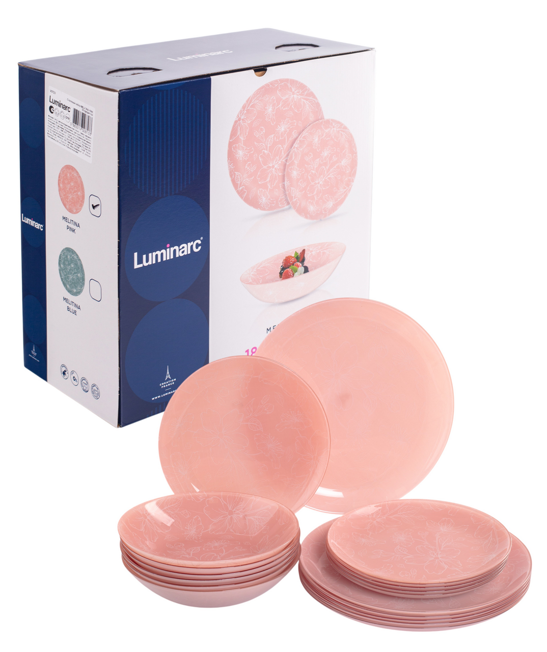 Изображение товара Набор столовый Luminarc Melitina Pink 18 предметов для сервировки стола