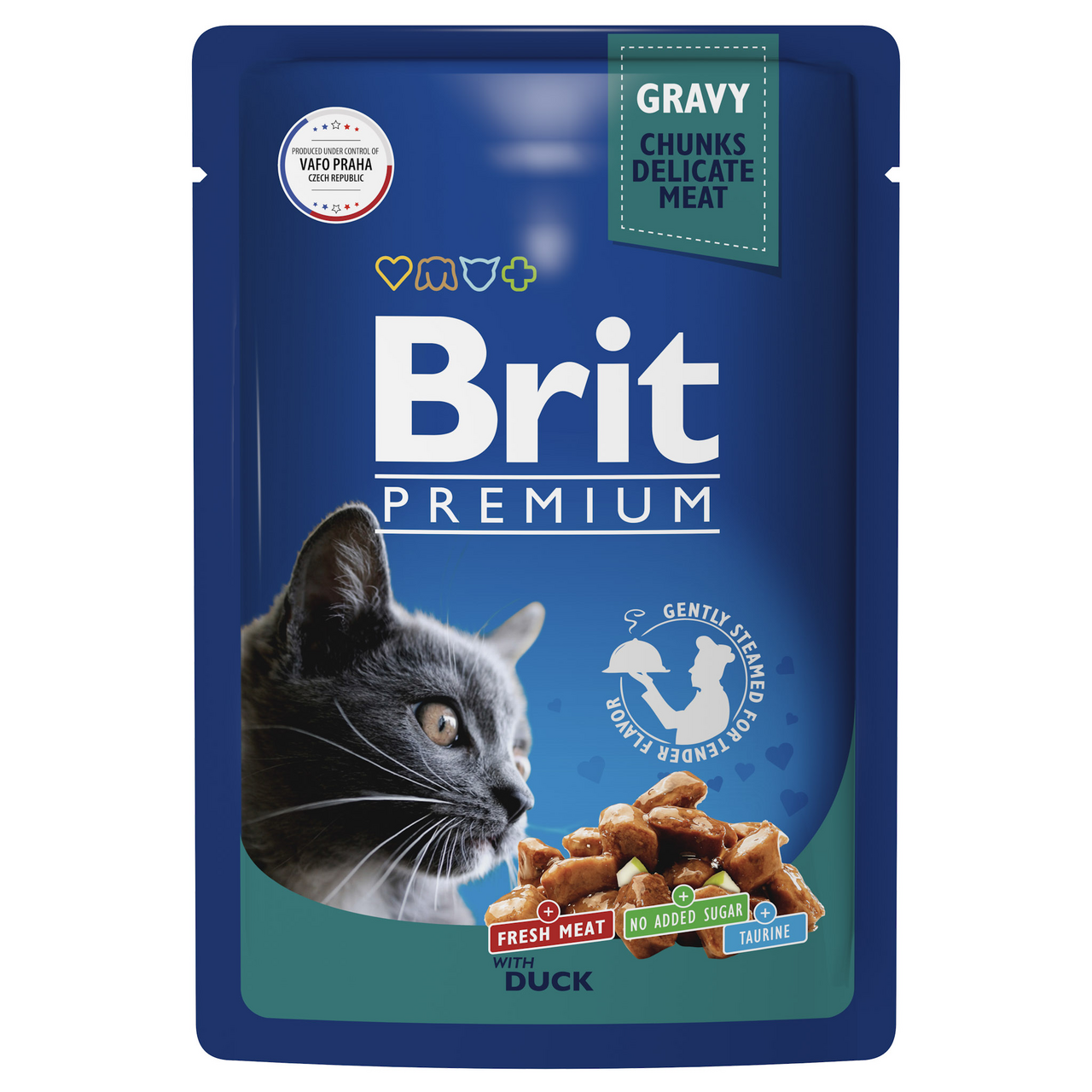 Изображение товара Корм влажный Brit Premium для взрослых кошек с уткой в соусе, 85г