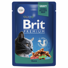Корм влажный Brit Premium для взрослых кошек с уткой в соусе, 85г