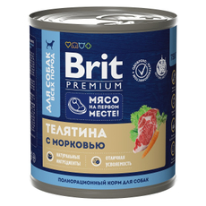 Корм консервированный Brit Premium для собак с телятиной и морковью, 750г