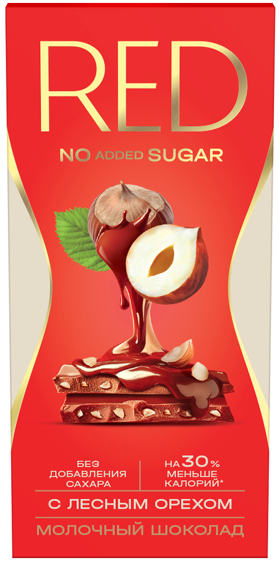 Изображение товара Шоколад Red Delight молочный с лесным орехом без сахара, 70г
