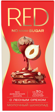Шоколад Red Delight молочный с лесным орехом без сахара, 70г
