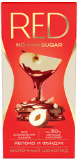 Шоколад Red Delight молочный с яблоком и фундуком без сахара, 70г