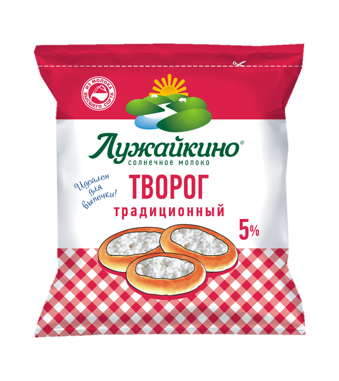 Творог Лужайкино Традиционный ГОСТ 5%, 450г