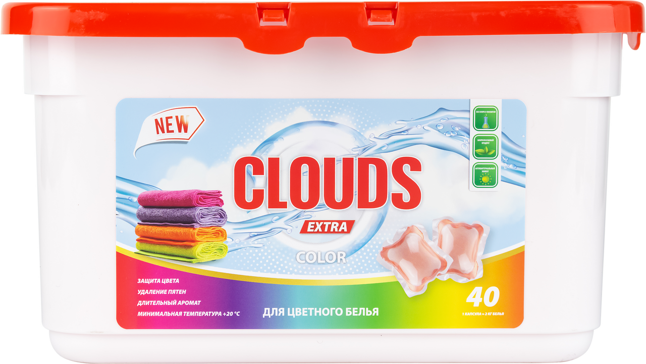 Изображение товара Капсулы для стирки Clouds Extra Color Роза (8г x 40шт), 320г