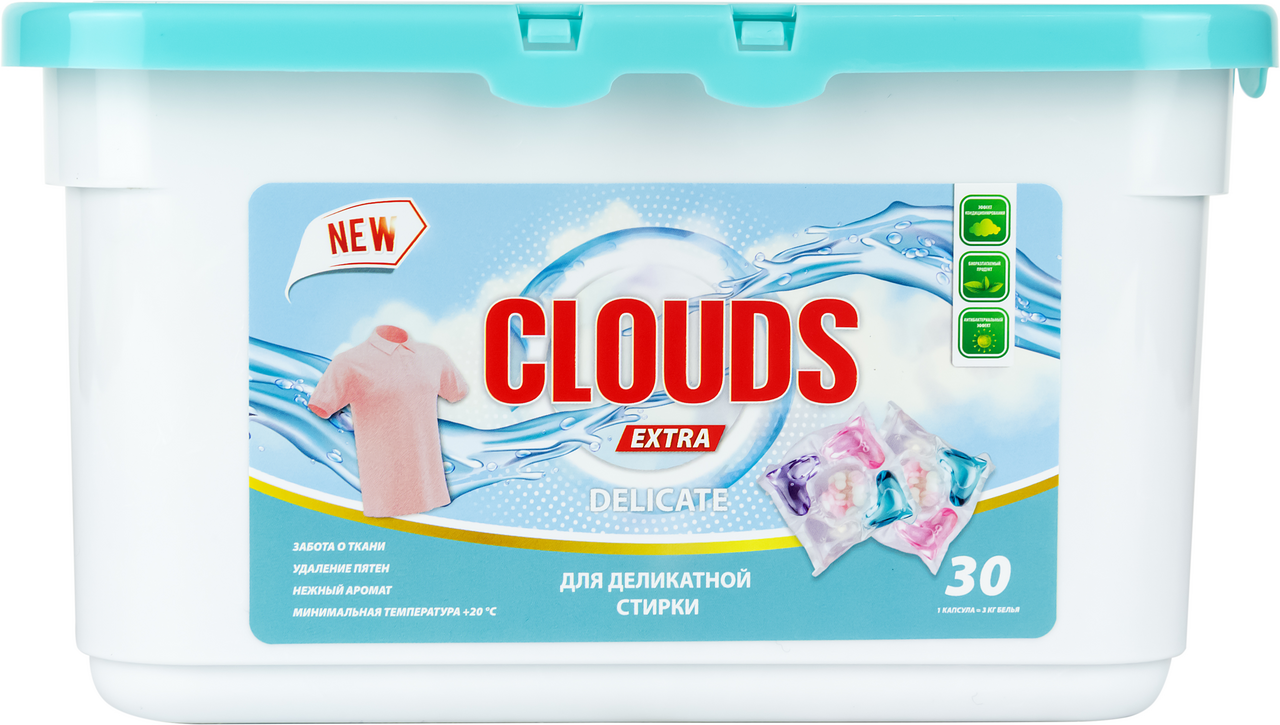Изображение товара Капсулы для стирки Clouds Нежный шелк 30шт 255г
