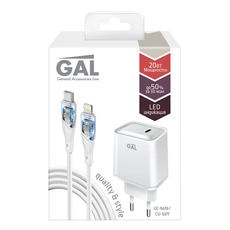 Зарядное устройство GAL UC-5619 PD 20W с кабелем Apple Lightning White, 1м