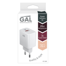 Устройство зарядное GAL UC-5229 PD 20W + QC3.0 сетевое