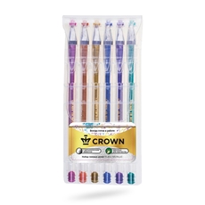 Набор гелевых ручек Crown Hi-Jell Metallic 0.7мм, 6 цветов